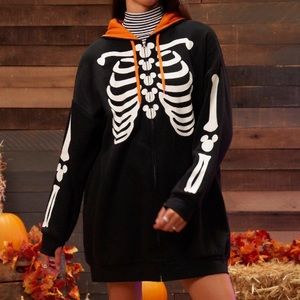 Her Universe Disney Halloween Skeleton Hoodie‎ Dress Hot Topic Mickey Mouse